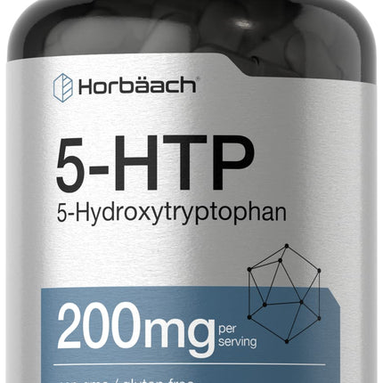 Horbäach 5HTP 200mg Supplement | 180 Capsules | 5 Hydroxytryptophan | Griffonia Simplicifolia | Extra Strength | Non-GMO, Gluten Free