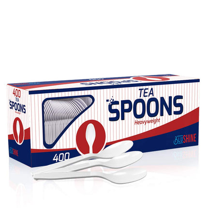 BluShine Heavy Duty Plastic Teaspoons, Disposable Bulk Utensils