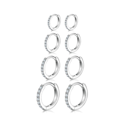 4 Pairs 925 Sterling Silver Small Hoop Earrings for Women Men 6 8 10 12mm