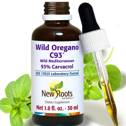 NEW ROOTS HERBAL | Wild Oregano Oil Drops - (547 Servings) | Oil of Oregano Extract with 93% Carvacrol (1 fl oz), Non-GMO