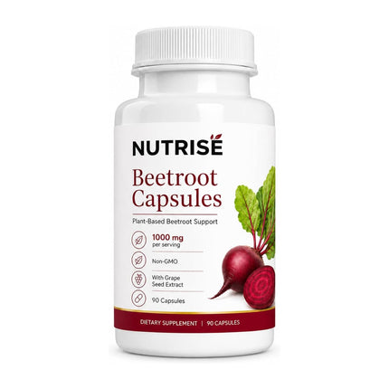 SIZRCSM Nutrise Beetroot Capsules – Energy & Circulation Support, Non-GMO Vegan, 90 Capsules