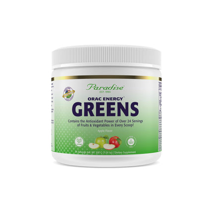 Paradise Herbs ORAC Energy Greens, Apple Superfood Powder, Over 40,000 ORAC Antioxidants, Organic Greens, Berries, Mushrooms & Probiotics, Non-GMO, Gluten-Free, 25 Servings
