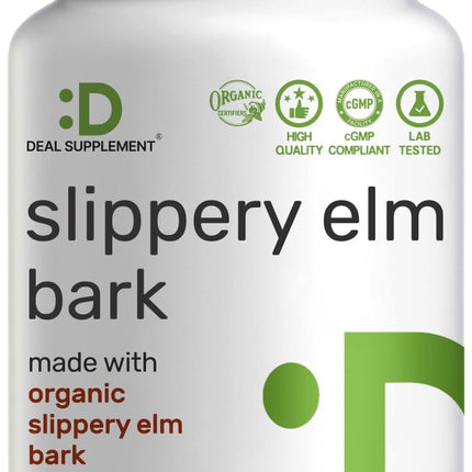 DEAL SUPPLEMENT Slippery Elm Capsules – 300 Pills, Made with Organic Inner Bark Powder Extract – Natural Herb for Soothing Throat & Digestive Support – Non-GMO