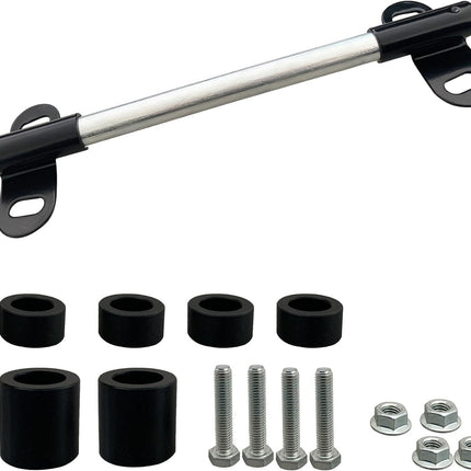 Wheelbarrow Axle Bracket Set, Compatible with 5/8" Hole Wheelbarrow Axles Heavy-Duty Wheelbarrows Spare Parts 10 inch Wheelbarrows axles and 3.3 x 2.1 inch Brackets, Bolts and Nuts and POM spacers
