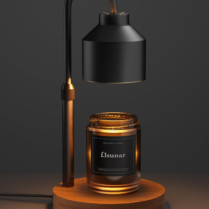 LISUNAR Electric Candle Warmer Lamp Black, Candle Lamp Warmer with Timer, Wax Warmer Lamp for Jar Candles, Adjustable Height Candle Light Warmer with 2 Bulbs