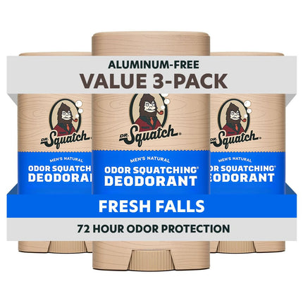 Dr. Squatch Natural Men’s Deodorant, Aluminum Free Deodorant Men (3-Pack)