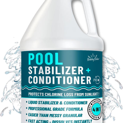 BubbyShine, Pool Stabilizer - Cyanuric Acid Pool Stabilizer, Liquid Chlorine Stabilizer for Pool Chemicals, Swimming Pool Conditioner Stabilizer, for Salt Pool & Chlorine, 1 Gallon