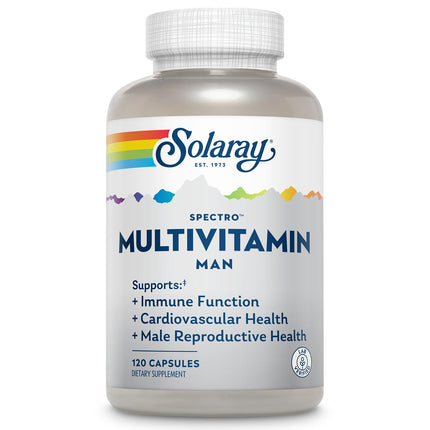 SOLARAY Spectro Multivitamin for Men - Cellular Energy, Heart Health, Immune Support - 45 Vitamins and Minerals w/Vitamin A, Vitamin C, D, Zinc, Digestive Enzymes, CoQ10, 60-Day Guarantee, 30 Serv.
