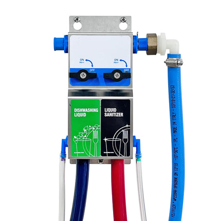 Dual Kitchen Sink Proportioner, Dish Detergent and Liquid Sanitizer Dispenser, Chemical Dispensing System, Precision Chemical Dilution, 8088