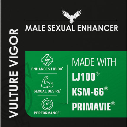 Sex Pills for Men – Last Longer in Bed and Enhance Erection Sensitivity – Includes Lab-Tested LJ100 Tongkat Ali, KSM-66 Ashwagandha & Primavie Shilajit – 15 Caps for Men Aged 20-60 – Vulture Vigor