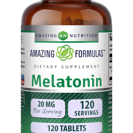 Amazing Formulas Melatonin Supplement | 20 Mg Per Serving | Tablets | Non-GMO | Gluten-Free | Made in USA (1 Pack, 120 Count)