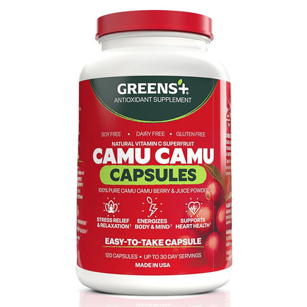 Greens+ SuperFruit Supplement, Amazon Camu Berry with Vitamins & Minerals, High ORAC Antioxidants, 400mg Natural Vitamin C, 120 Veggie Capsules