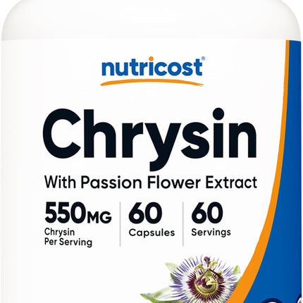Nutricost Chrysin Supplement (550mg) 60 Capsules - with Passion Flower Extract, Vegan, GMO-Free, Gluten-Free