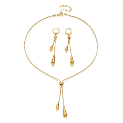 RINHOO FRIENDSHIP Gold Plated Teardrop Jewelry Set for Women(Gold Style)