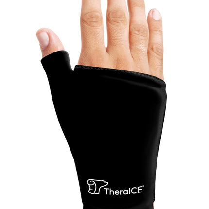 TheraICE Wrist Ice Pack Wrap Thumb Brace for Either Hand for Hot & Cold Therapy - Reusable Soft Gel Glove for Injuries, Carpal Tunnel, Arthritis, De Quervain's Tenosynovitis - Fits Most Women - S/M
