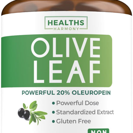 Super Strength Olive Leaf Extract Capsules - Vegan Non-GMO 750mg Olive Extract with 20% Oleuropein Antioxidant Supplement for Immunity Skin and Heart Health Support - Made in The USA (6 Month Supply)