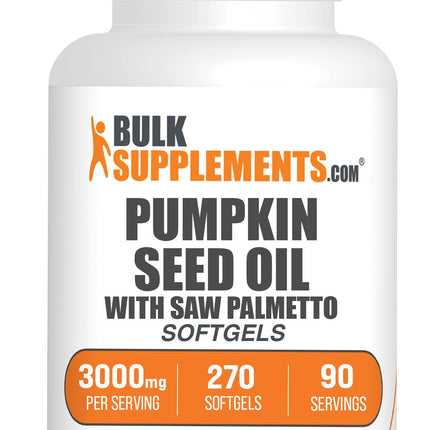 BulkSupplements.com Pumpkin Seed Oil with Saw Palmetto Softgels - Pumpkin Seed Oil Supplement, Saw Palmetto for Men & Women - Gluten Free, 3 Softgels per Serving (3000mg), 270 Count (Pack of 1)