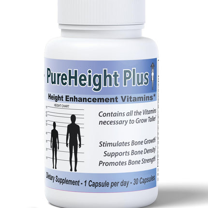 PureHeight Plus #1 Doctor Recommended Height Enhancement Supplement - Growth Vitamins for Kids, Teens & Adults - Increase Bone Strength and Density - Height Enhancer Vitamins Grow Taller Fast