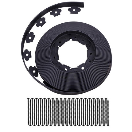 YANEYRIE Garden Edging，40FT Landscape Edging with 25 Spikes for Lawn 1.5 Inch Tall (Black, 40FT), YANEYRIE-EDGING-1.5