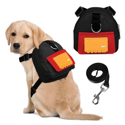 DoggieKit Dog Backpack for Small Dogs to Wear,Cute Pet Puppy Harness Backpacks with Leash Adjustable Dog Self Carrier Bag for Travel Hiking Daily Walking (M, Black)