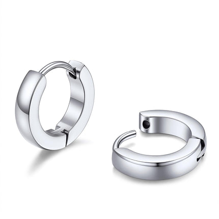 PROSTEEL Silver Mens Hoop Earrings Stainless Steel Huggies