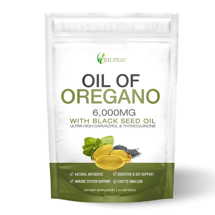EILTEAU Oil of Oregano with Black Seed Oil,6000mg Oregano Oil Capsules,Non-GMO,Gluten Free,Antioxidant & Immune Support - 3rd Party Lab Test，GMP Certification (1)
