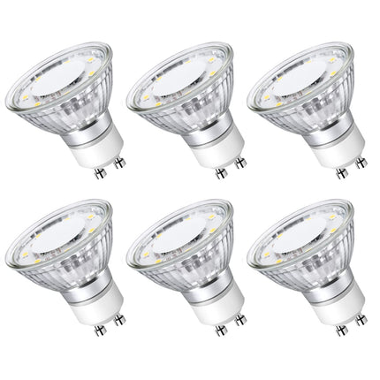 Lepro Non-Dimmable GU10 LED Light Bulbs, 5000K Daylight White GU10 Bulb Replacement for Recessed Track Lighting, 4W LED Bulbs with 100°Flood Beam for Kitchen, Range Hood, Living Room, Bedroom, 6 Pack