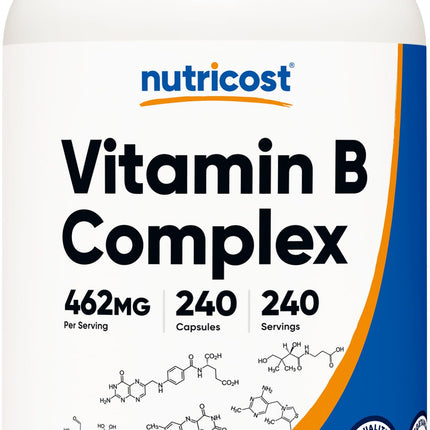 Nutricost Vitamin B Complex 462mg, 240 Capsules - with Vitamin C - Energy Complex