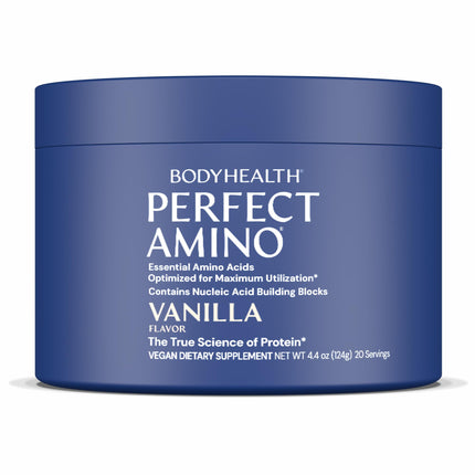 BodyHealth PerfectAmino - BCAA and EAA Powder for Pre and Post Workout - Amino Acid Energy Drink for Men and Women to Support Lean Muscle and Recovery - Vanilla - 20 Servings