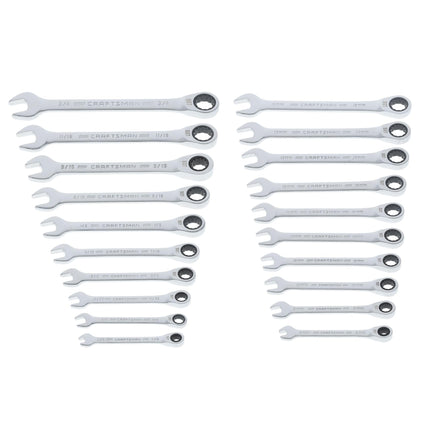 CRAFTSMAN Ratchet Wrenches Set, 20 Pc, 90 Tooth SAE/Metric Ratcheting Wrench Set with Case, 4 Degree Arc Swing (CMMT87220)
