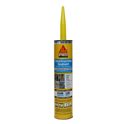SIKA Sikaflex Construction Sealant - Aluminum Gray, Paintable Polyurethane, All-Purpose for Sealing Joints & Gaps, 10.1 fl. oz Cartridge - Weatherproof, Durable, Self-Leveling, Non-Corrosive