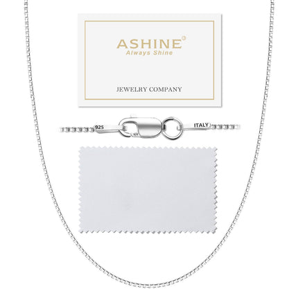 ASHINE Necklaces for Women Dainty 925 Sterling Silver Box Chain 1mm