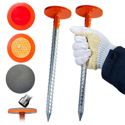WANSRUYI Rebar Survey Marker Stakes, 12 Inch Long - 1.35 LB Heavy Duty, Hi-Vis Orange (2 Pack) Building line Marker Posts are Suitable for Paving Stones, Gardens, Lawn Edges, and Weed barriers