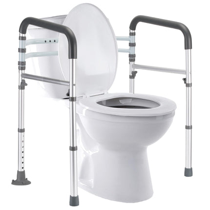 Lianjindun Toilet Safety Rails, Adjustable Toilet Frame for Elderly, Seniors, Handicap & Disabled, Foldable Handicap Toilet Handles Fit Any Toilets (Gray)