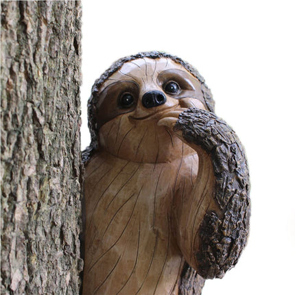 Colomix Sloth Tree Hugger, Spring Outdoor Yard Decorations, Resin Garden Sculpture Ornament, Tree Peeker Statue, Garden Decor Sloth Gift for Housewarming, Handmade with Details, Durable & Waterproof