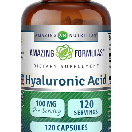 Amazing Formulas Hyaluronic Acid 100 Mg Supplement | Capsules | Non-GMO | Gluten-Free | Made in USA (1 Pack | 120 Count)