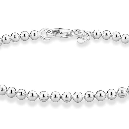 Miabella 925 Sterling Silver Italian Handmade 3mm Bead Ball Strand Chain Bracelet for Women Made in Italy (Length 8 Inches)