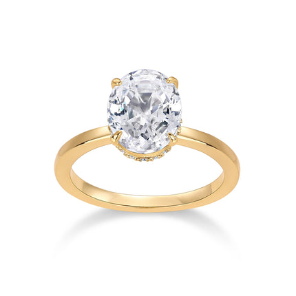 PAVOI 14K Yellow Gold Plated Oval Engagement Ring