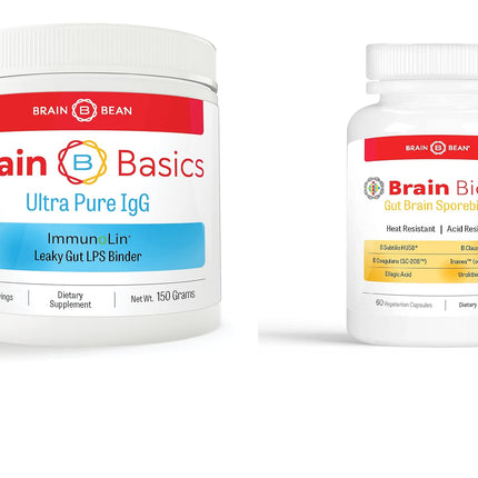 Brain Basics Gut Health Bundle: Ultra Pure IgG & Brain Biotix Supplements | Nutrient-Rich Immunoglobulin & Spore-Based Probiotic Formulas | Dairy-Free, Gluten-Free & Nut-Free | Made in the USA