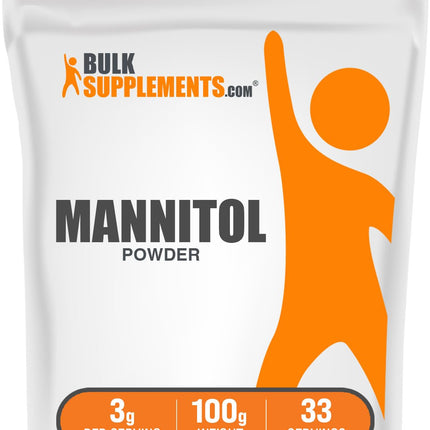 BulkSupplements.com Mannitol Powder - Mannitol Sweetener, Sugar Substitute, Mannitol Supplement, Natural & Gluten Free, 3g per Servings, 100g (3.5 oz) (Pack of 1)