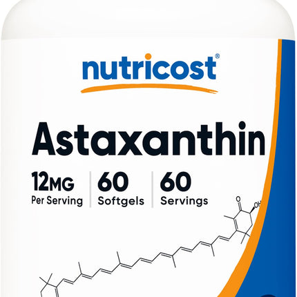 Nutricost Astaxanthin 12mg, 60 Softgels - Non-GMO and Gluten Free (2 Month Supply)