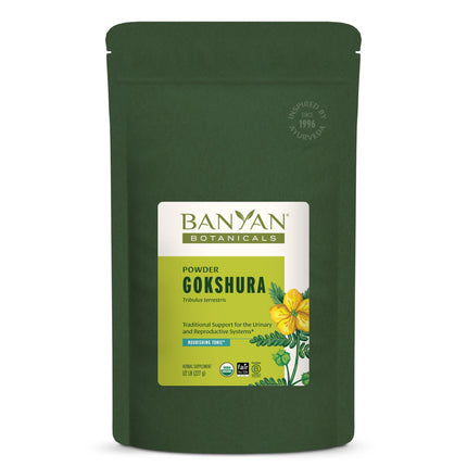 Banyan Botanicals Gokshura Powder – Organic Gokshura Fruit (Tribulus Terrestris) Powder – Men's Vitality Supplement – Supports Urinary Health* – ½ lb. – Non-GMO Sustainably Sourced Vegan