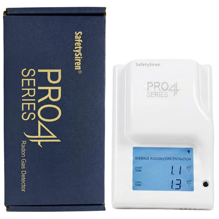 Safety Siren Pro4 Plug-in Radon Detector, Continuous Radon Gas Monitoring with Audible & Visual Alarms | Short & Long-Term Radon Detection for Home, Office, & Other Indoor Living Areas | Made in USA