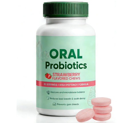 MORANDEE Oral Probiotics Supplement for Fresh Breath, Teeth and Gums Health, Strawberry Flavor, 60 Count (1)