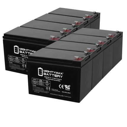 Mighty Max Battery ML7-12, 12 Volt 7.2 AH SLA F1 Terminal Battery, Brand Product, Black (Pack of 8)