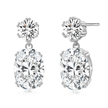EAMTI Wedding Earrings for Women Cubic Zirconia Dangle Bridal Earrings 925 Sterling Silver Post Oval Earring for Prom Bridesmaid