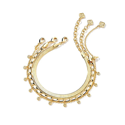 Kendra Scott Kassie Set of 3 Chain Bracelets in 14k Gold-Plated Brass, Fashion Jewelry For Women