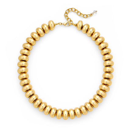WOWORAMA Chunky Gold Beaded Necklace for Women Large 18MM Flat Abacus Bead Necklaces Metallic CCB Statement Necklace Trendy Chunky Choker Fashion Jewelry