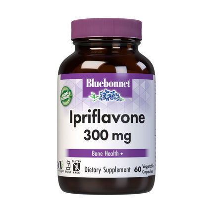 BlueBonnet Nutrition Ipriflavone 300mg – for Bone Health* – Ostivone Source - Non-GMO, Vegan, Kosher Certified, Gluten-Free, Soy-Free, Dairy-Free – 60 Vegetable Capsules, 60 Servings
