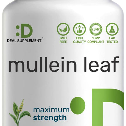 DEAL SUPPLEMENT Mullein Leaf Extract 240 Veggie Capsules – 4 Month Supply – Non-GMO, Vegan